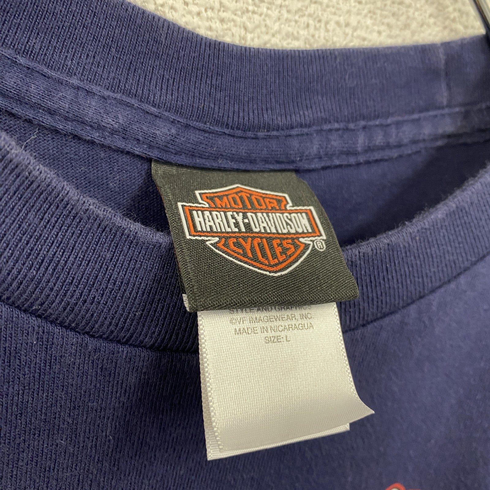 HARLEY DAVIDSON　ハーレーダビッドソン　半袖プリントTシャツ　紺　ネイビー　Lサイズ