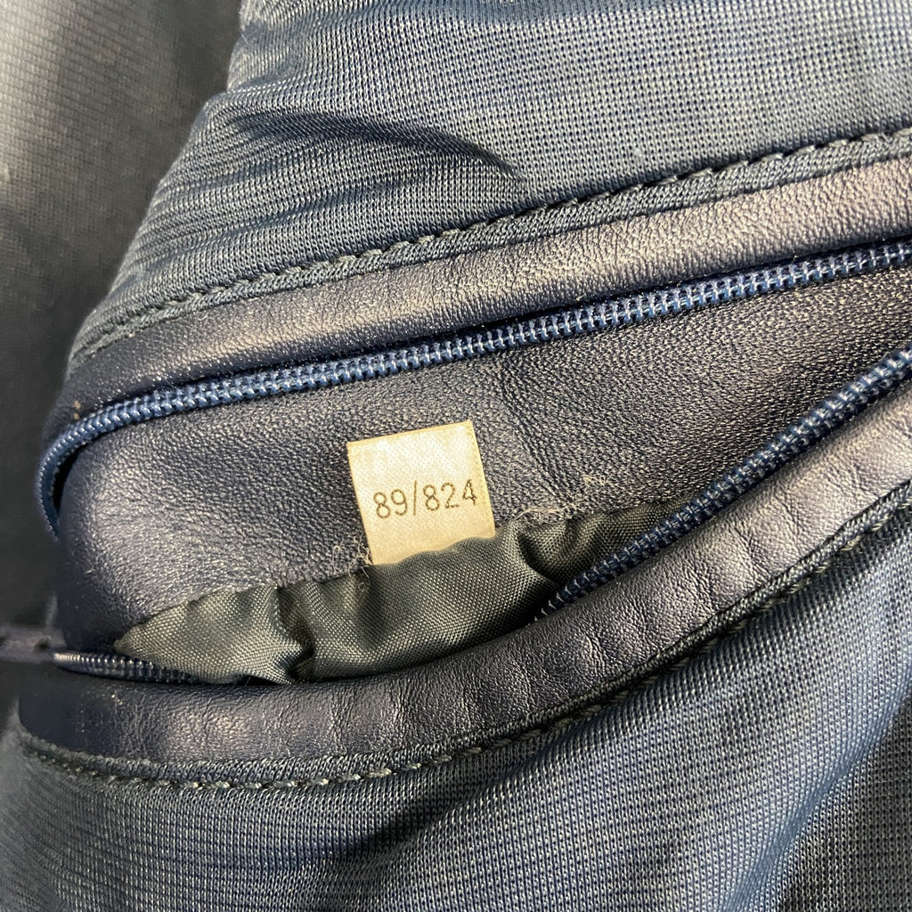 古着 used　ECHTES LEDER　レザージャケット/革ジャン　白　ホワイト　紺　ネイビー　50サイズ