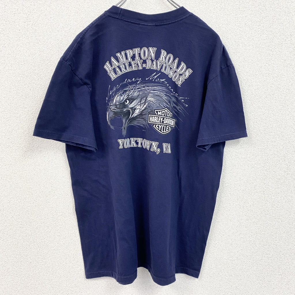 HARLEY DAVIDSON　ハーレーダビッドソン　半袖プリントTシャツ　紺　ネイビー　Lサイズ