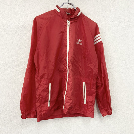～80s　adidas　アディダス　デサント　トラックジャケット/ジャージ　ラグランスリーブ　トレフォイルロゴ　赤　レッド　Lサイズ