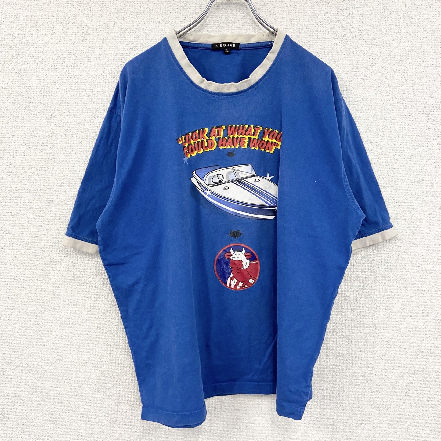 GEGRGE　半袖リンガーTシャツ　青　ブルー　XLサイズ