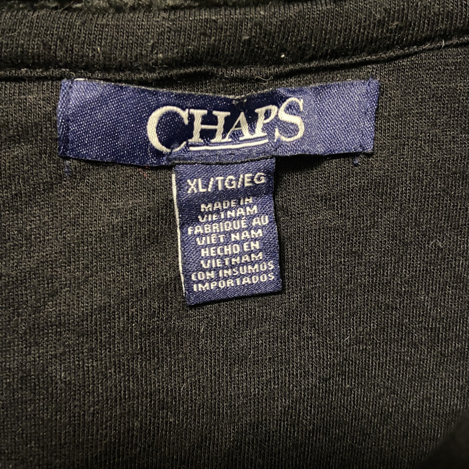 古着 used　CHAPS チャップス　ジップアップフリースベスト　ボア生地　ノームコア　黒　シンプル　レトロデザイン　XLサイズ