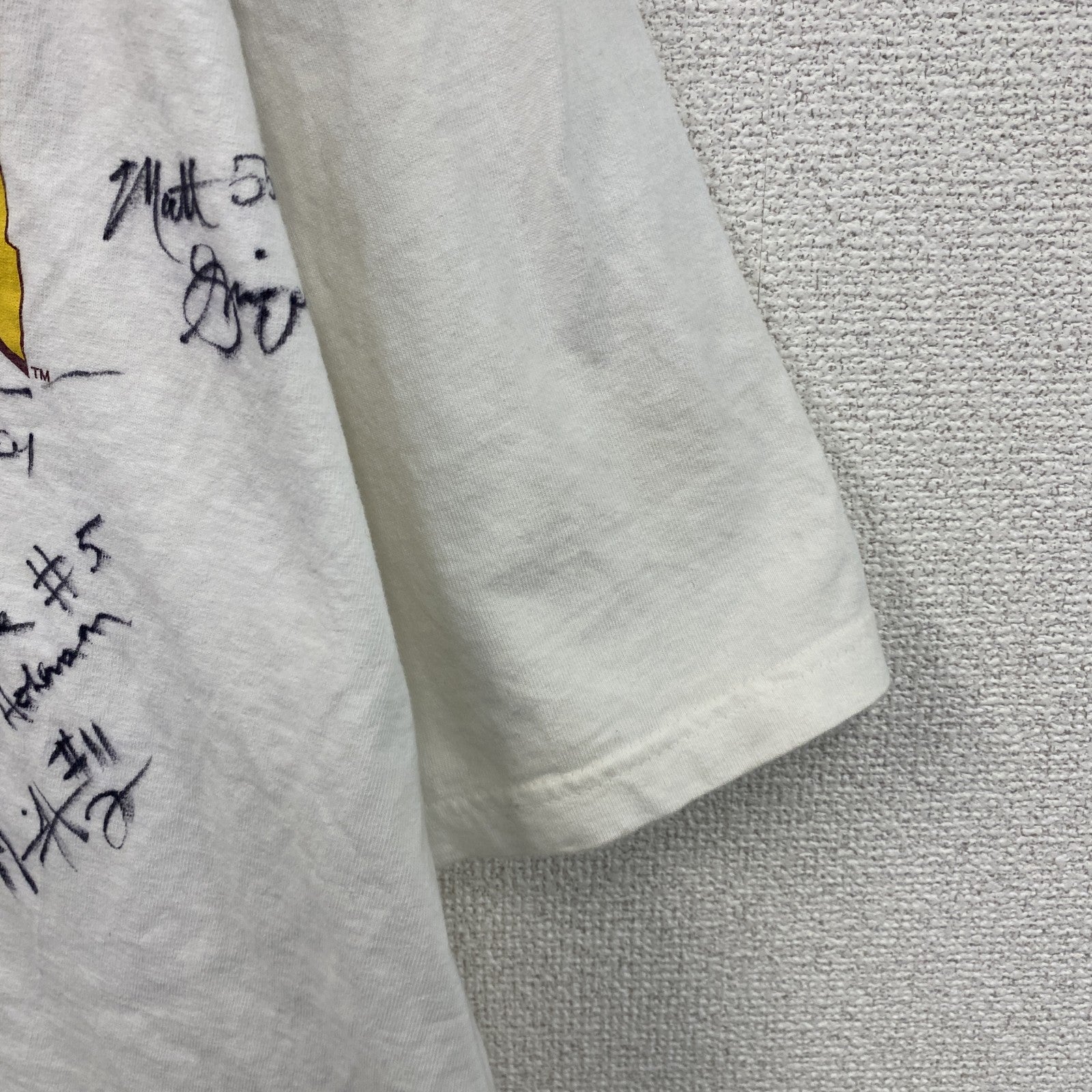 00s　GILDAN　半袖プリントTシャツ　カレッジプリント　サイン入り　白　ホワイト　2XLサイズ