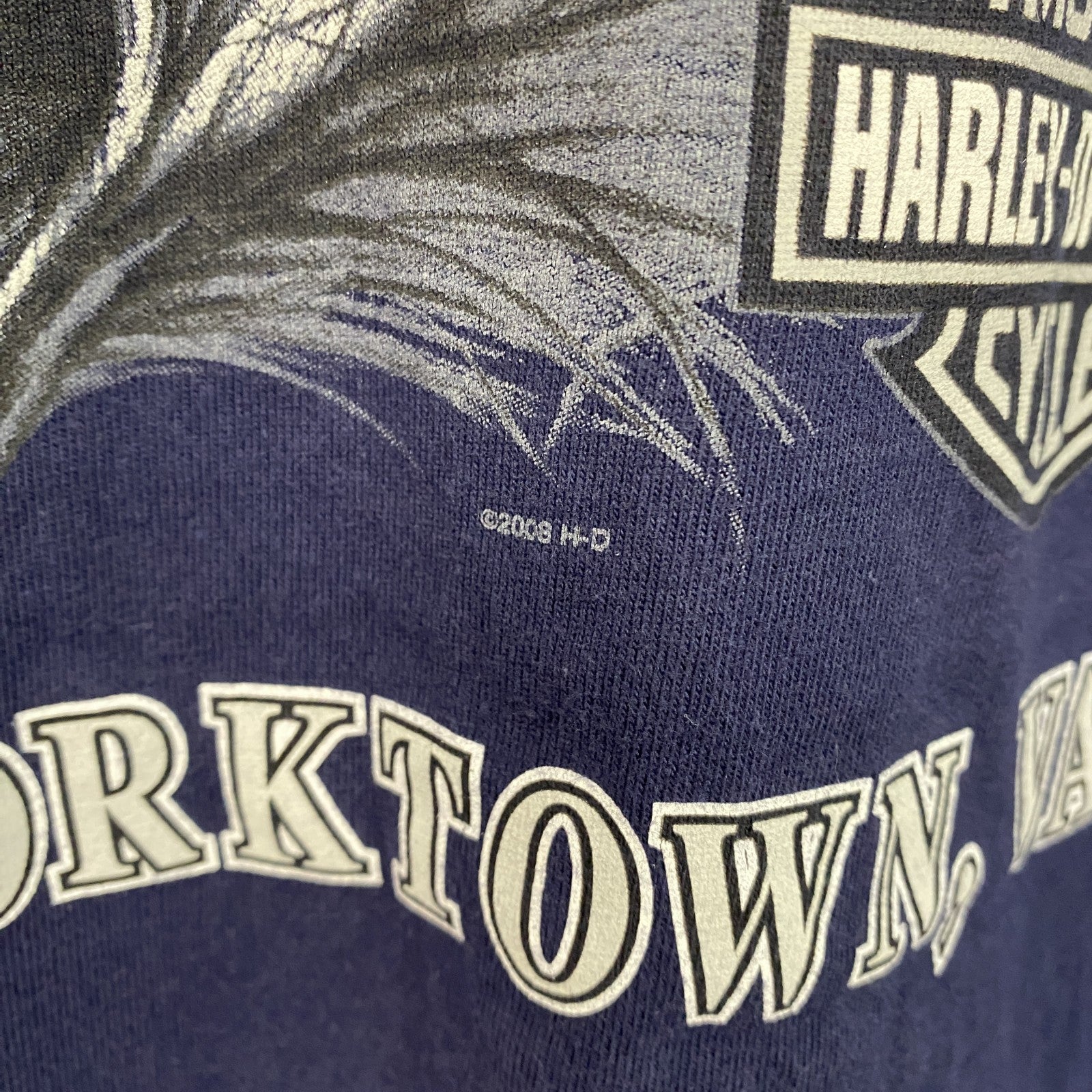 HARLEY DAVIDSON　ハーレーダビッドソン　半袖プリントTシャツ　紺　ネイビー　Lサイズ
