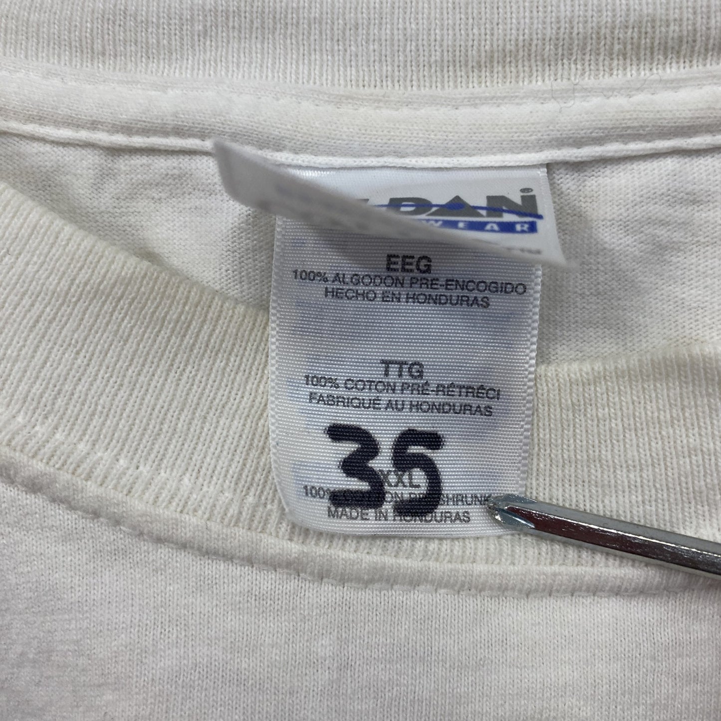 00s　GILDAN　半袖プリントTシャツ　カレッジプリント　サイン入り　白　ホワイト　2XLサイズ