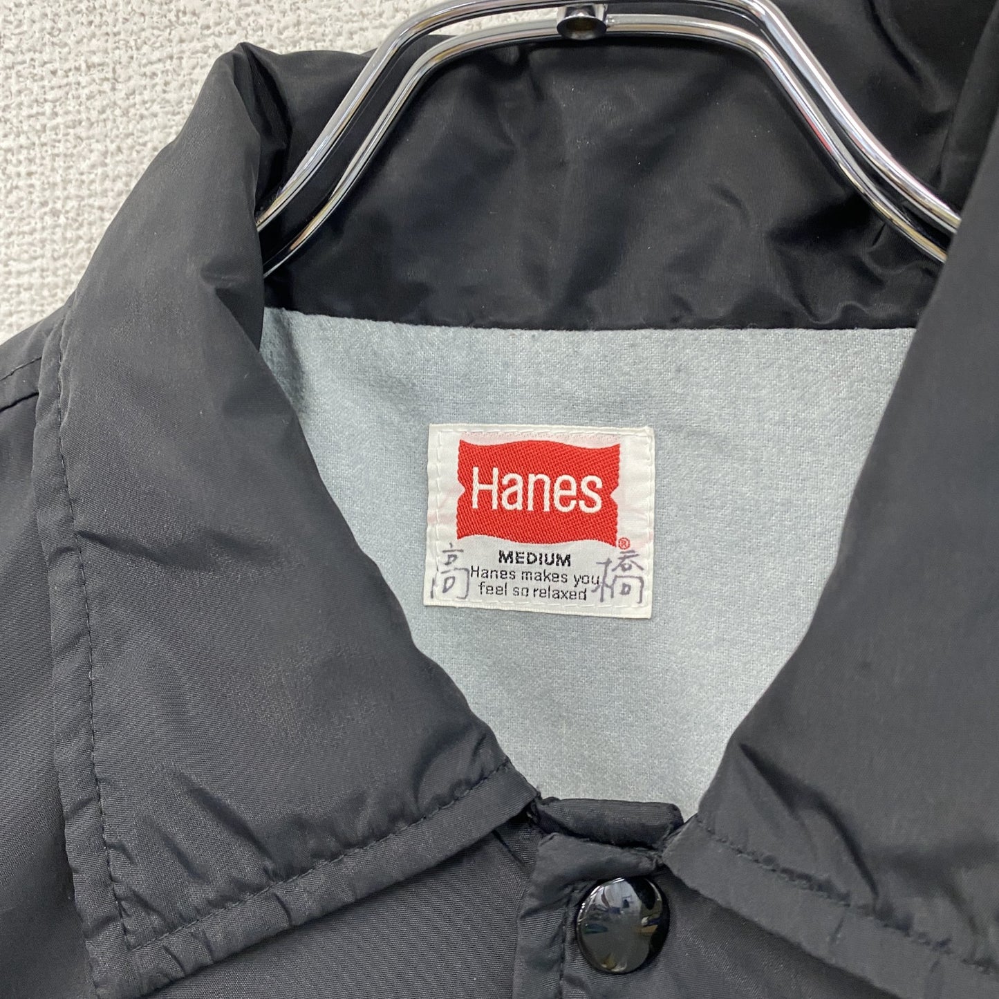 Hanes　ヘインズ　コーチジャケット/ナイロンジャケット　黒　ブラック　Mサイズ　