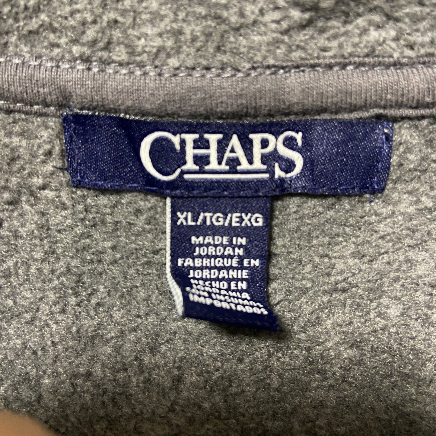 古着 used　CHAPS チャップス　ジップアップワークベスト　フリース生地　アウター　ノームコア　グレー　ポケット　XLサイズ