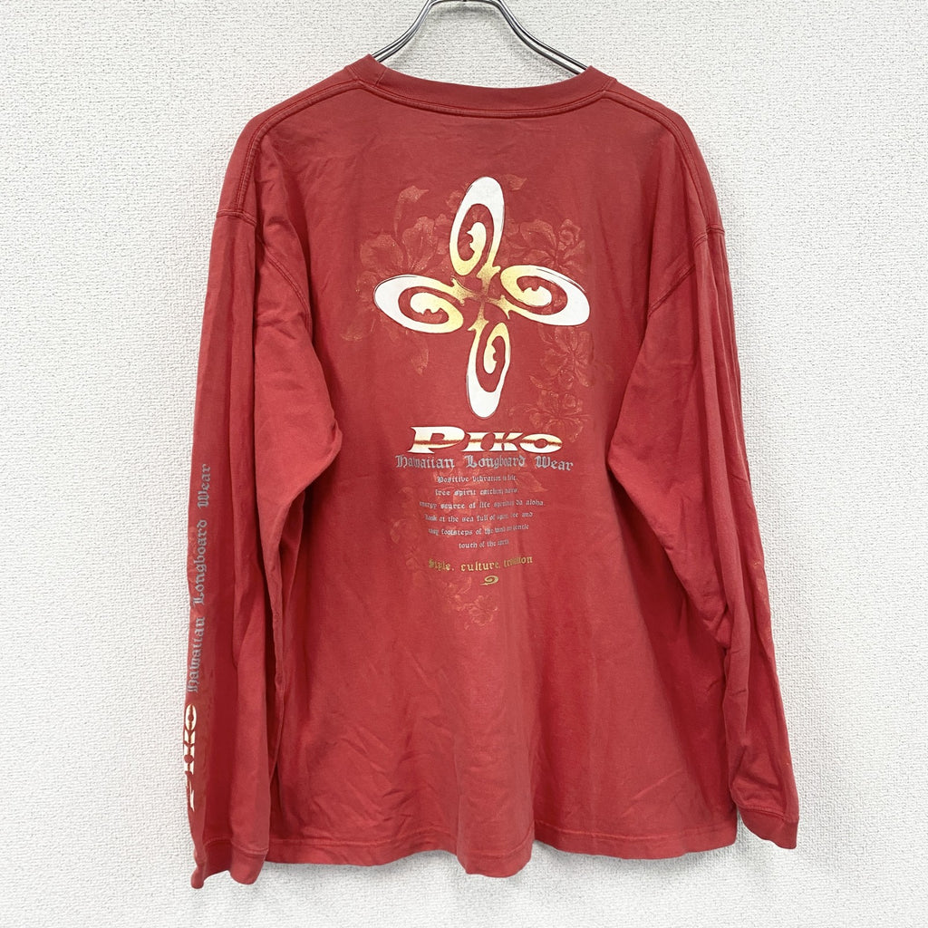 PIKO　ピコ　長袖Tシャツ/ロンT　赤　レッド　XLサイズ