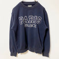 古着 used Attitude 長袖クルーネック刺繍ワッペンスウェット　レトロデザイン　ネイビー　紺　Sサイズ