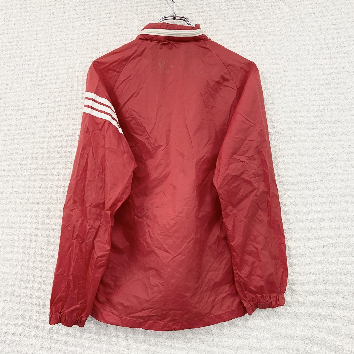 ～80s　adidas　アディダス　デサント　トラックジャケット/ジャージ　ラグランスリーブ　トレフォイルロゴ　赤　レッド　Lサイズ