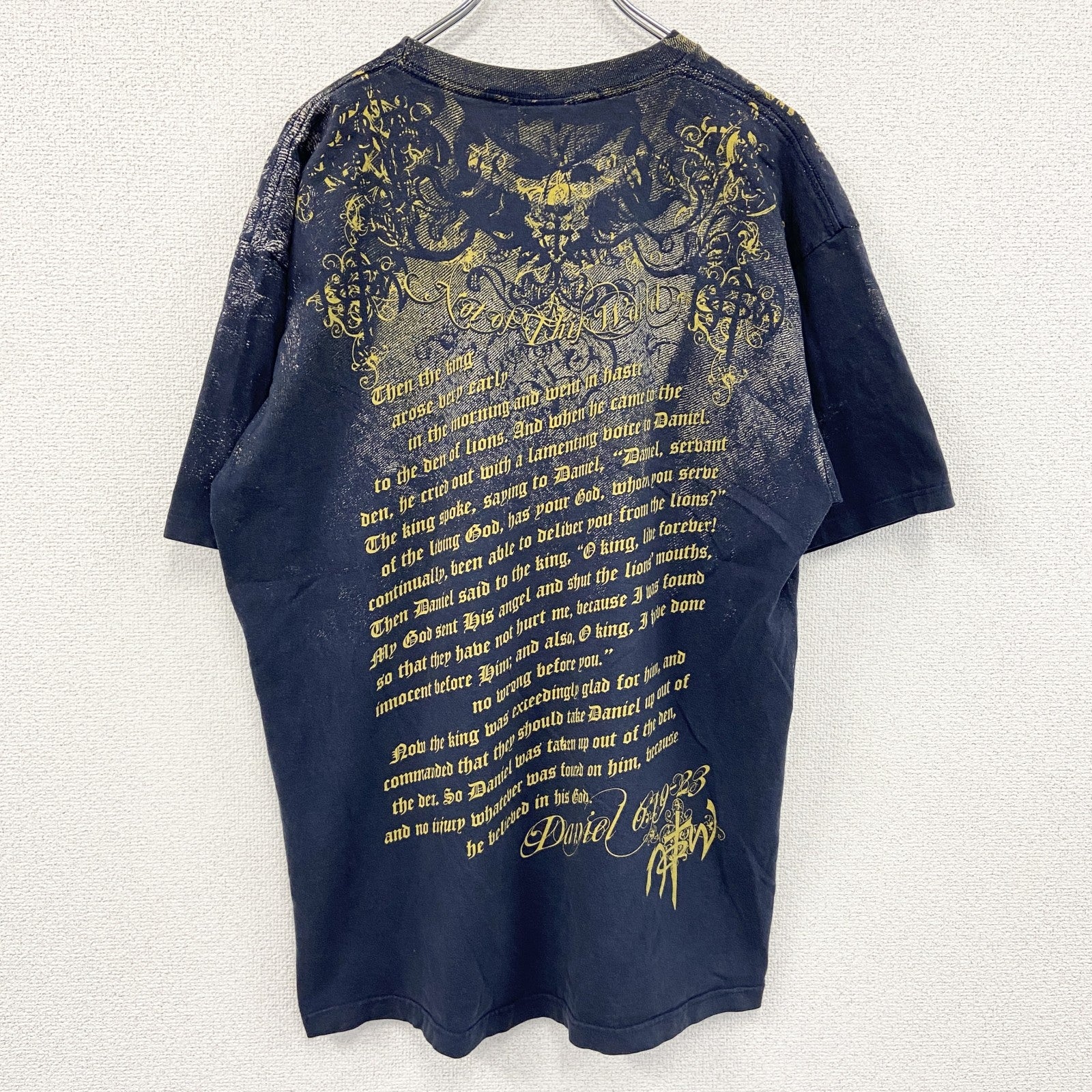 90s～　Not of this world　半袖全面プリントTシャツ　オールオーバープリント　アートプリント　ヴィンテージ　黒　ブラック