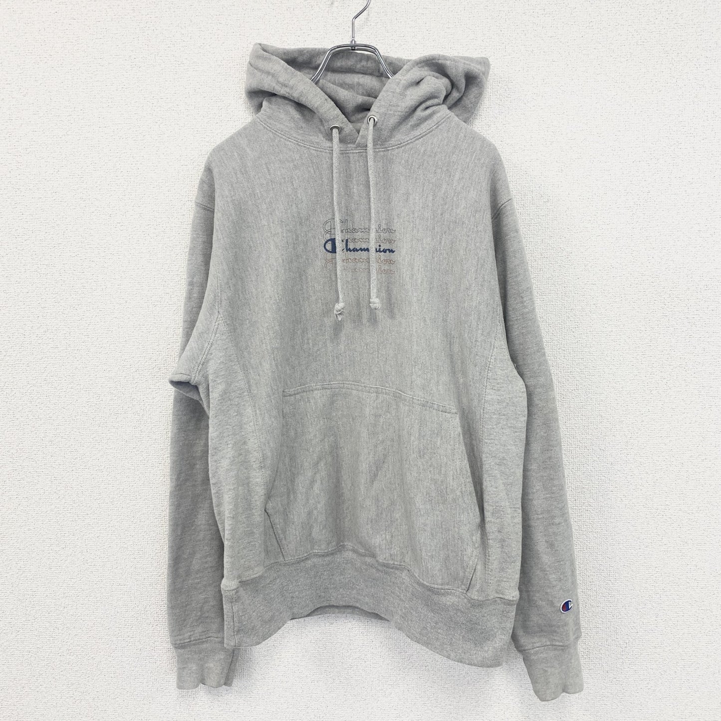 champion　チャンピオン　プリントフーディー/スウェットパーカー　リバースウィーブ　灰色　グレー　Sサイズ