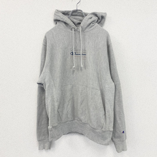 champion　チャンピオン　プリントフーディー/スウェットパーカー　リバースウィーブ　灰色　グレー　Sサイズ