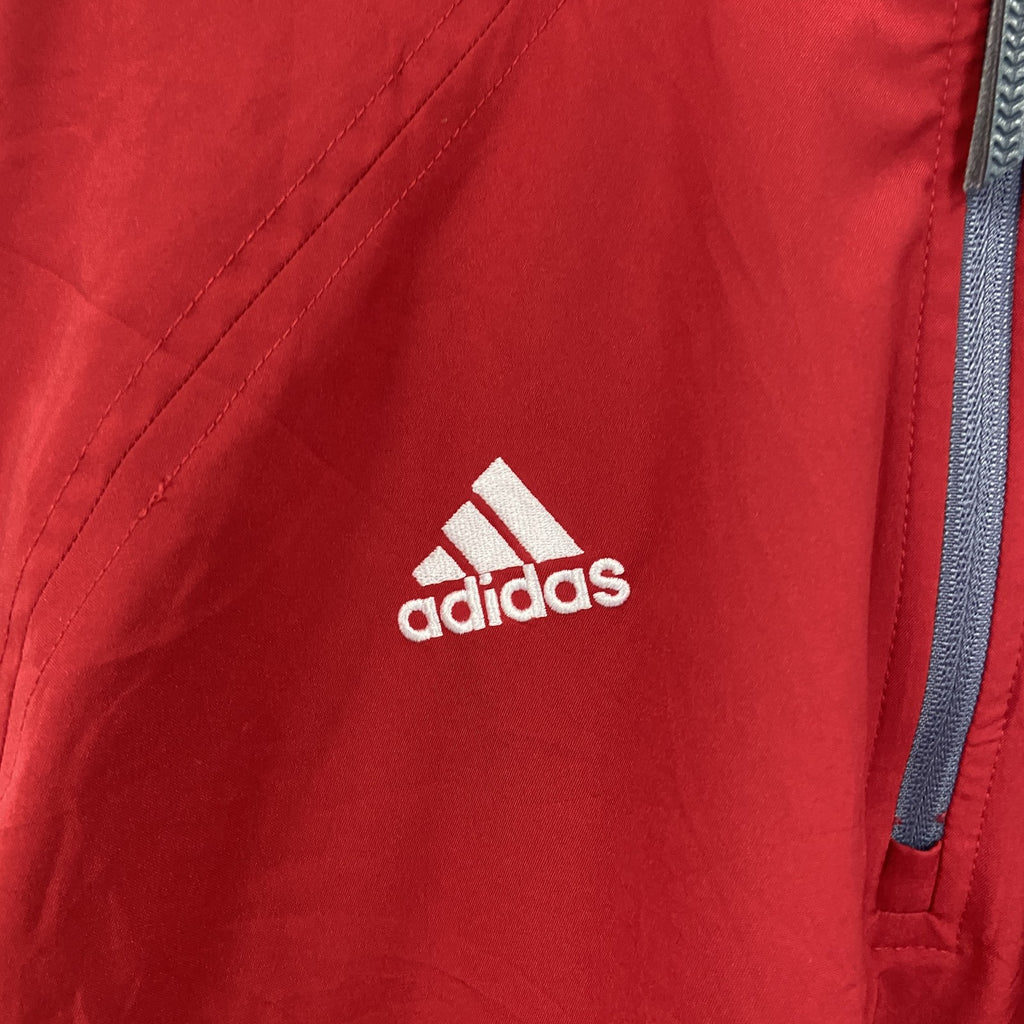 古着 used　adidas　アディダス　ハーフジップナイロンジャケットプルオーバー　赤　レッド　XLサイズ