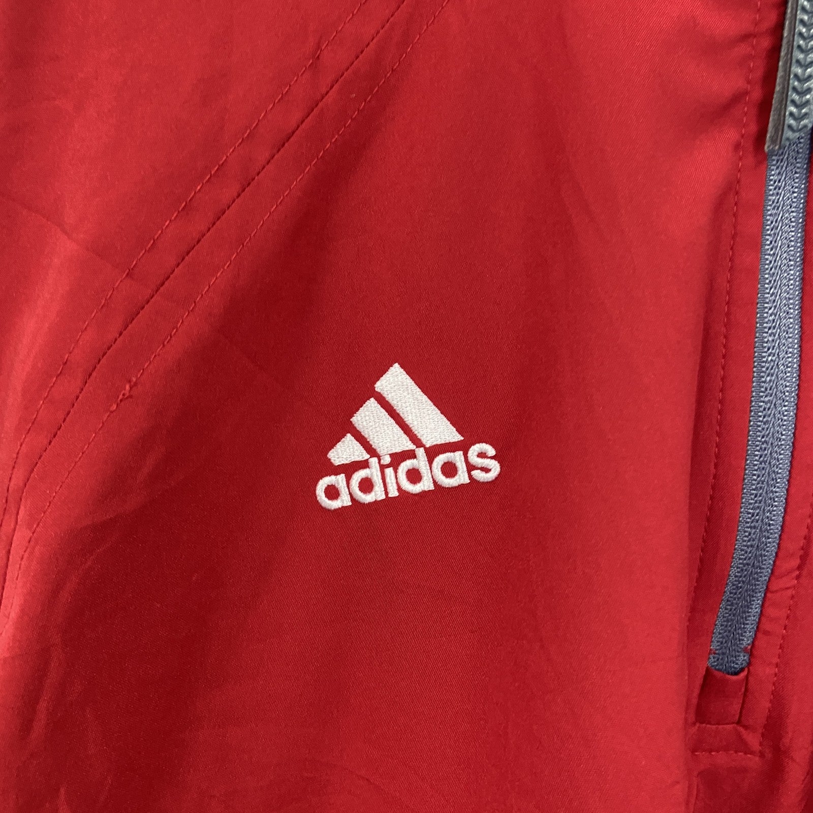古着 used　adidas　アディダス　ハーフジップナイロンジャケットプルオーバー　赤　レッド　XLサイズ