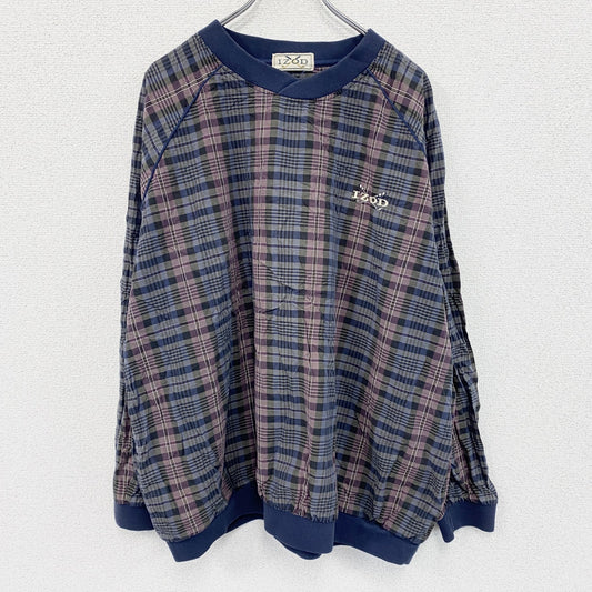 ～90s　IZOD　アイゾッド　プルオーバージャケット　ヴィンテージ　刺繡ロゴ　チェック柄　マルチカラー　