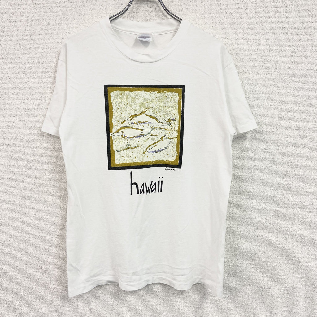 Hanes　ヘインズ　半袖プリントTシャツ　シングルステッチ　白　ホワイト　Mサイズ