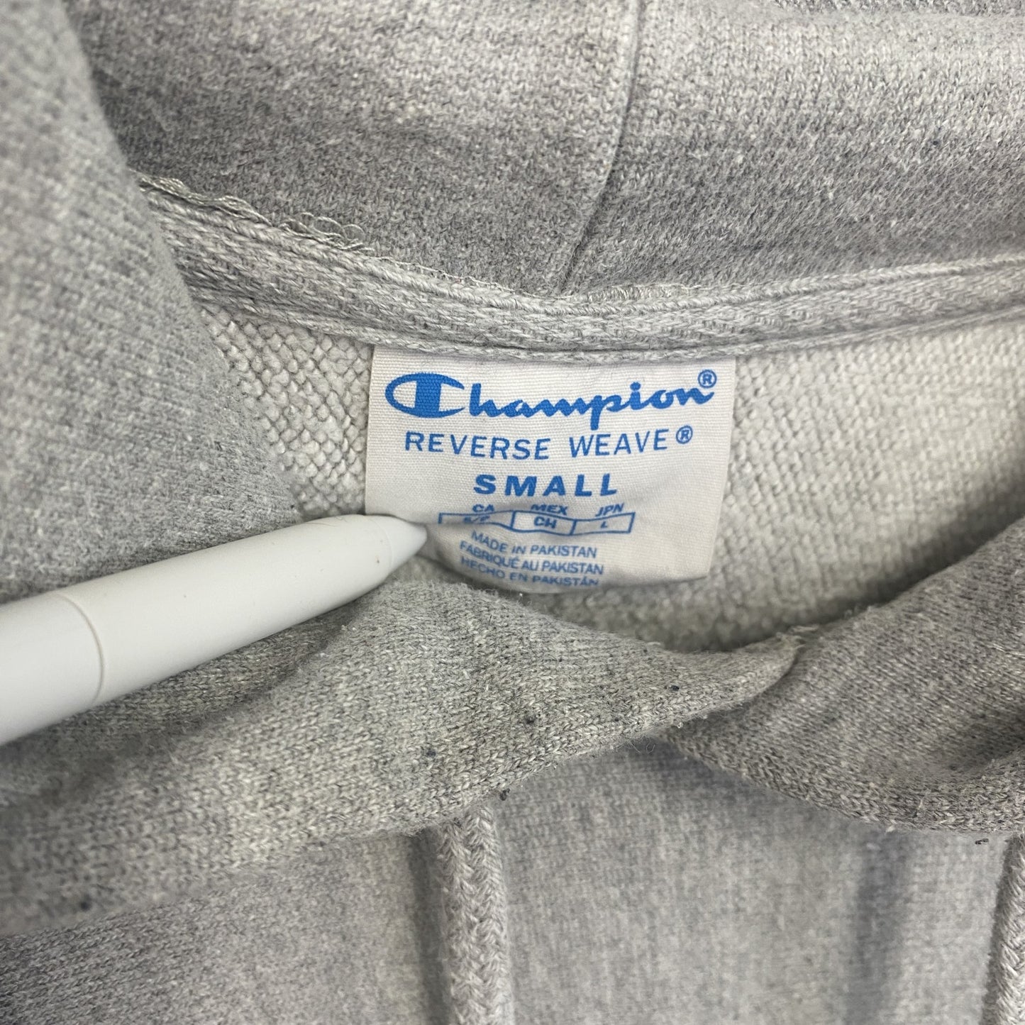 champion　チャンピオン　プリントフーディー/スウェットパーカー　リバースウィーブ　灰色　グレー　Sサイズ