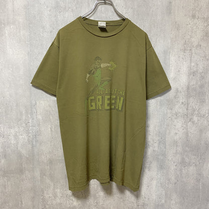 BayIsland　グリーンランタン　DCコミックス　半袖プリントアニメTシャツ　キャラクター　クルーネック　カーキ　XLサイズ