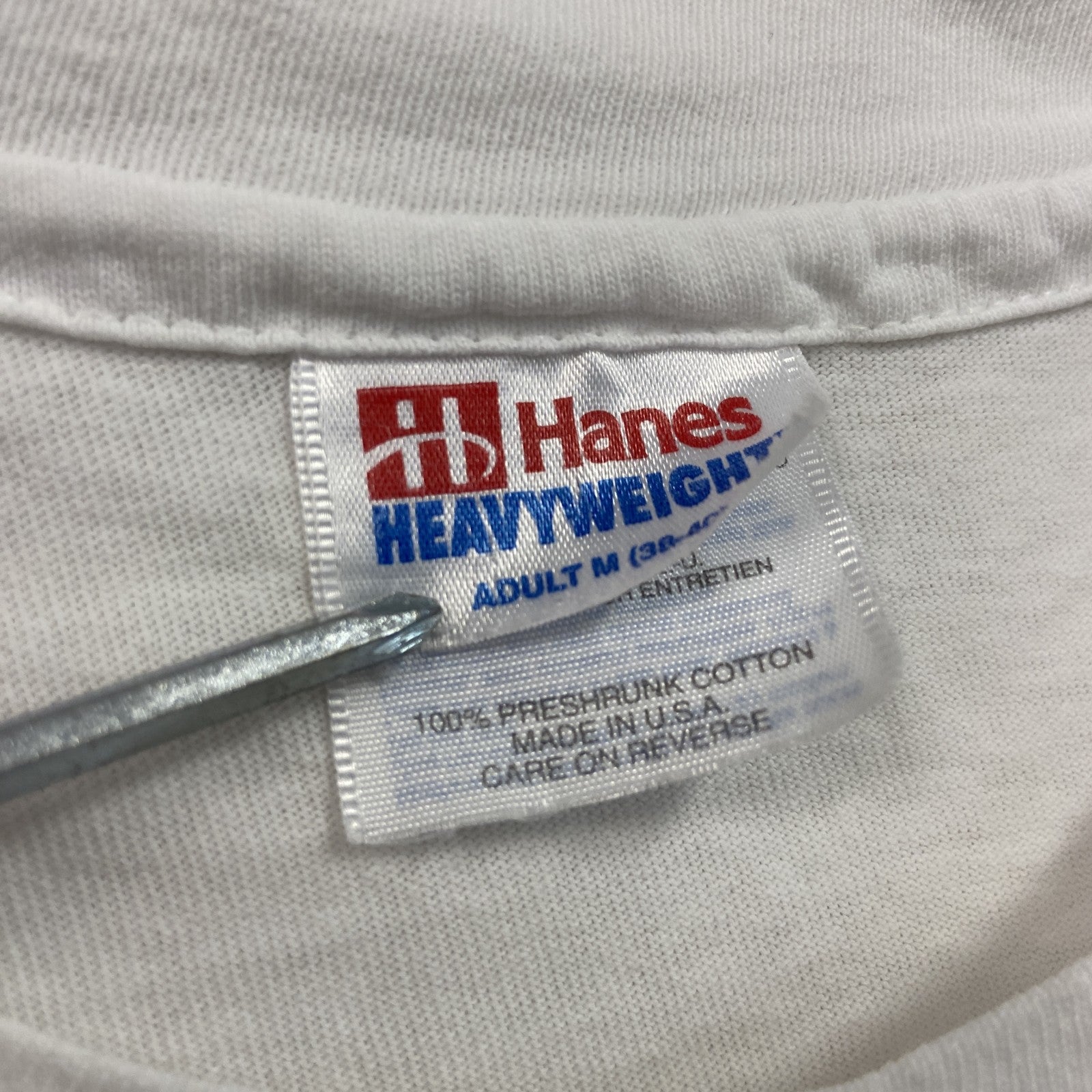 Hanes　ヘインズ　半袖プリントTシャツ　シングルステッチ　白　ホワイト　Mサイズ