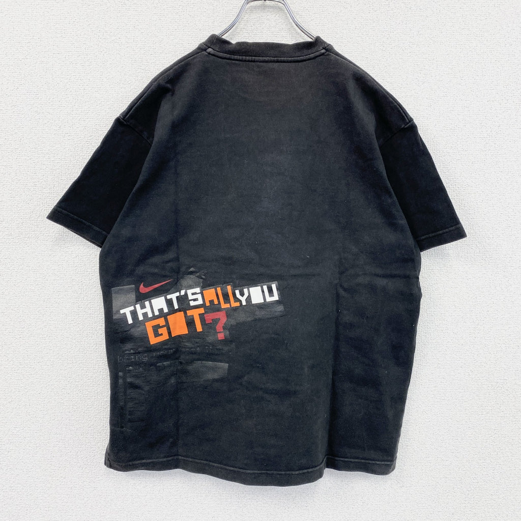 00s　NIKE　ナイキ　半袖プリントTシャツ　ヴィンテージ　ヘビーオンス　スウッシュ　黒　ブラック　XLサイズ