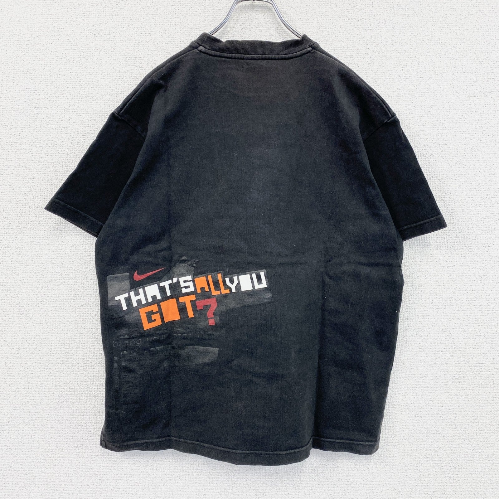 00s　NIKE　ナイキ　半袖プリントTシャツ　ヴィンテージ　ヘビーオンス　スウッシュ　黒　ブラック　XLサイズ