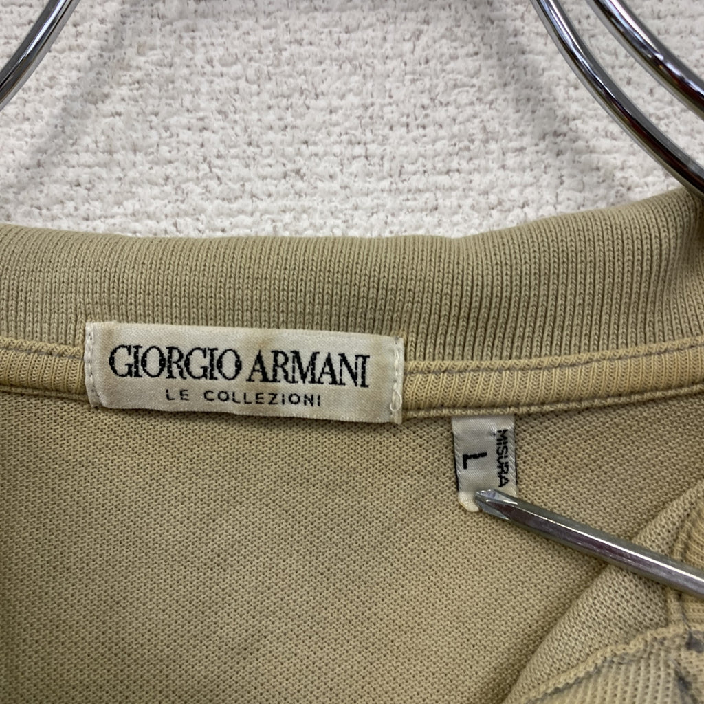 90s　GIORGIO ARMANI　ジョルジオアルマーニ　半袖ポロシャツ　白タグ　ベージュ　Lサイズ