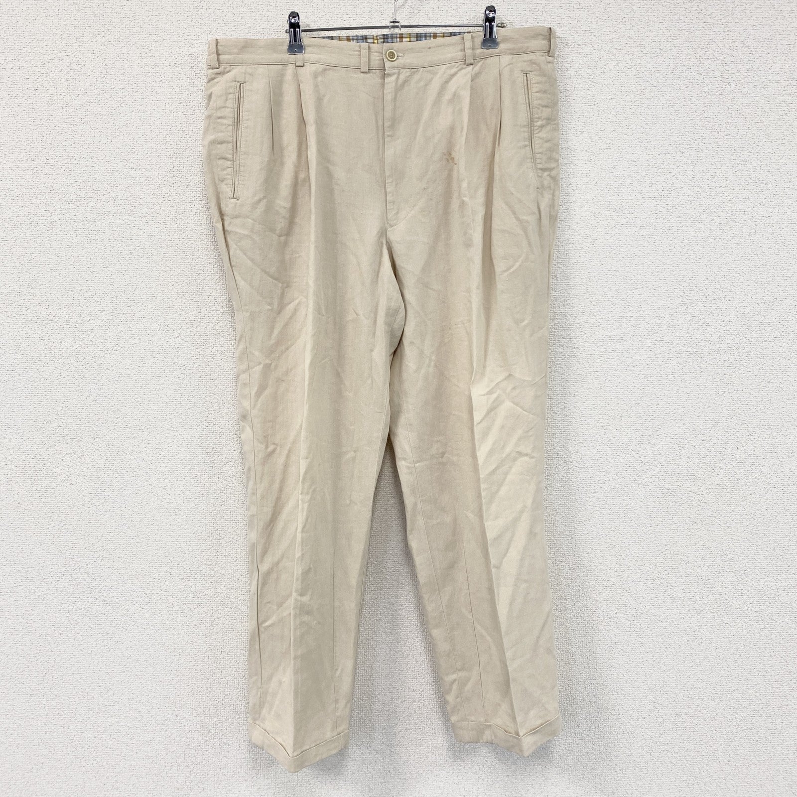 Papas　パパス　リネンブレンドパンツ　ジップフライ　ベージュ　XLサイズ