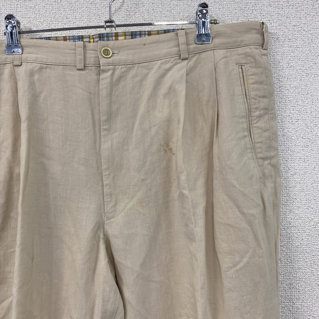 Papas　パパス　リネンブレンドパンツ　ジップフライ　ベージュ　XLサイズ