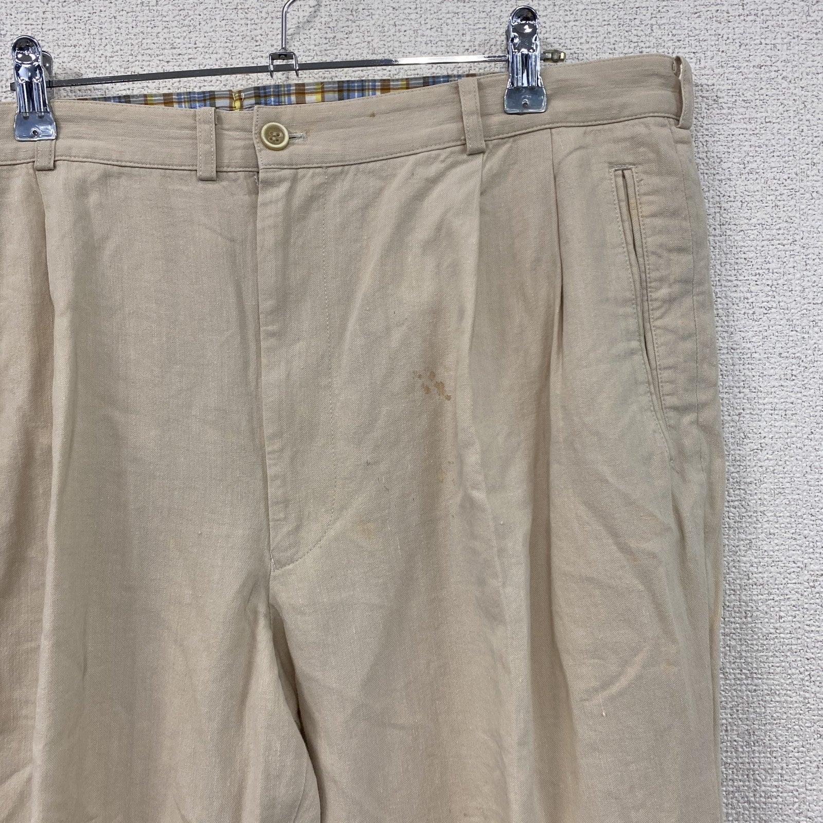 Papas　パパス　リネンブレンドパンツ　ジップフライ　ベージュ　XLサイズ