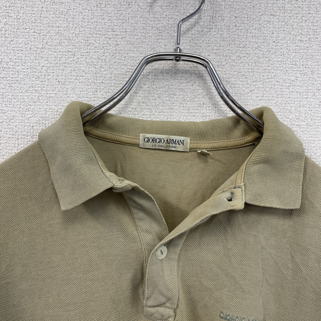 90s　GIORGIO ARMANI　ジョルジオアルマーニ　半袖ポロシャツ　白タグ　ベージュ　Lサイズ