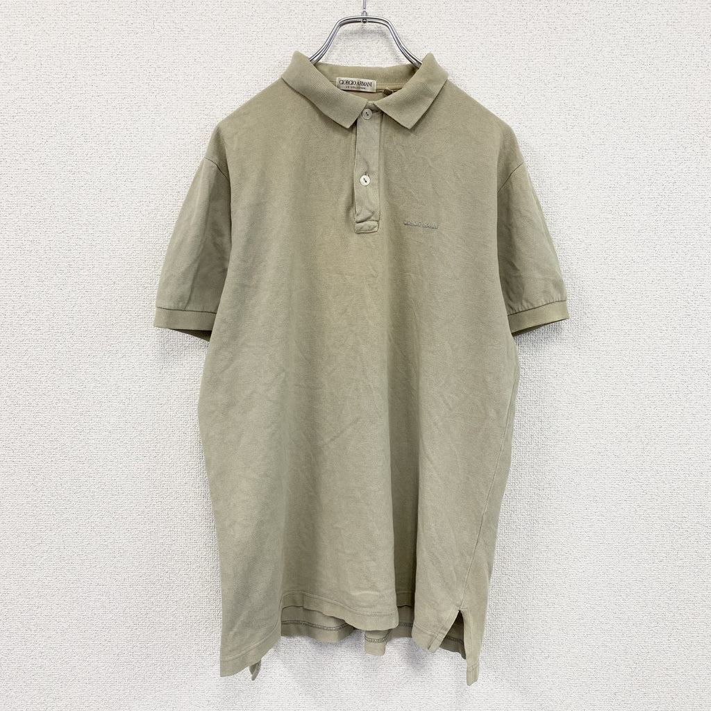 90s　GIORGIO ARMANI　ジョルジオアルマーニ　半袖ポロシャツ　白タグ　ベージュ　Lサイズ