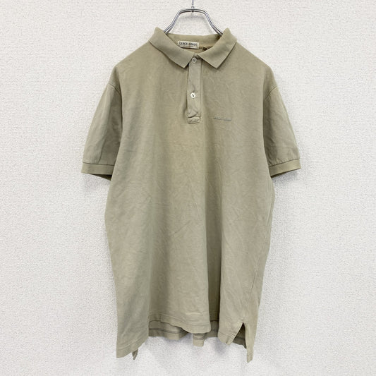 90s　GIORGIO ARMANI　ジョルジオアルマーニ　半袖ポロシャツ　白タグ　ベージュ　Lサイズ