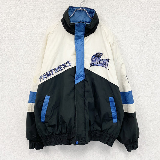 90s～　PRO PLAYER　NFL　Carolina Panthers　パンサーズ　フルジップジャケット　ヴィンテージ　ブラック　ホワイト　ブルー　XLサイズ