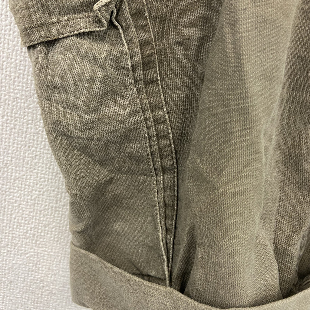 90s　ドイツ軍　ハーフカーゴパンツ　サスペンダー付　5つポケット　ミリタリー　フラップポケット　ヴィンテージ　カーキ