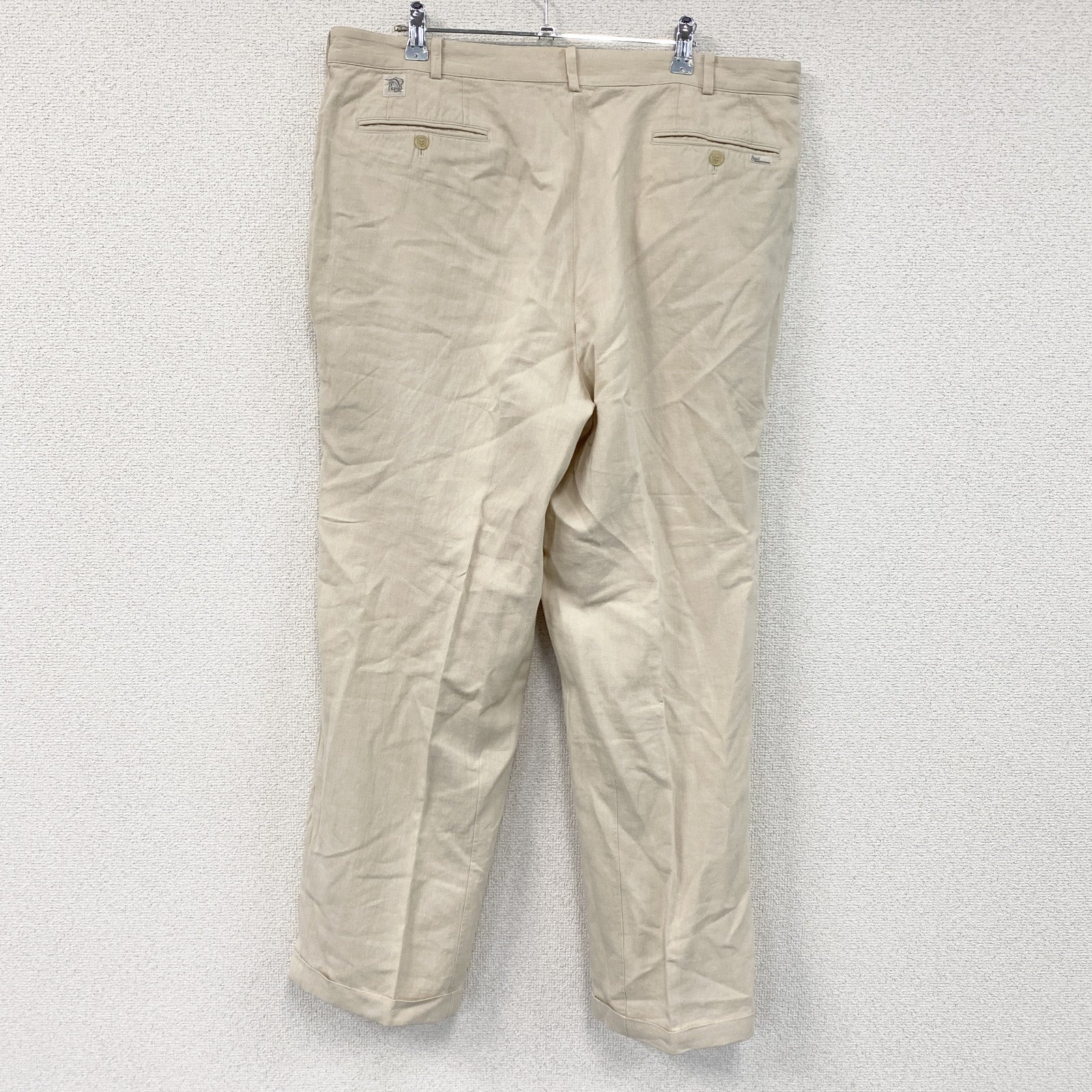 Papas　パパス　リネンブレンドパンツ　ジップフライ　ベージュ　XLサイズ