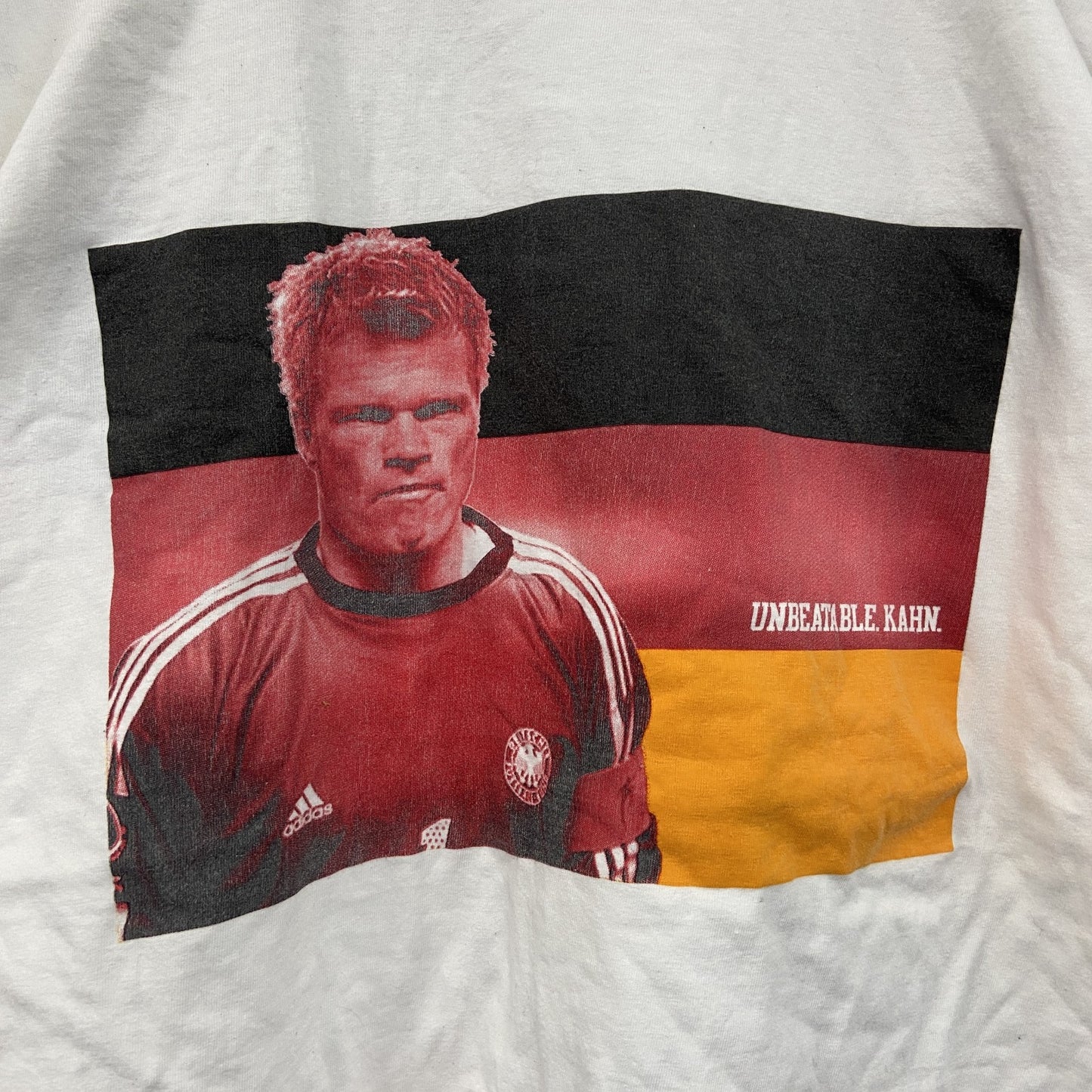 ～00s　adidas　アディダス　オリバー・カーン　半袖Tシャツ　人物T　ヴィンテージ　白　ホワイト　Mサイズ