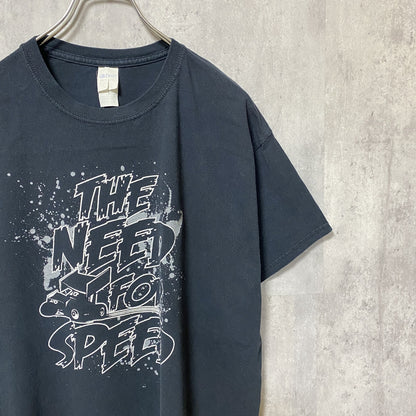 GILDAN　ギルダン　半袖プリントTシャツ　4連プリント　ペンキプリント　英字プリント　黒　ブラック　Lサイズ