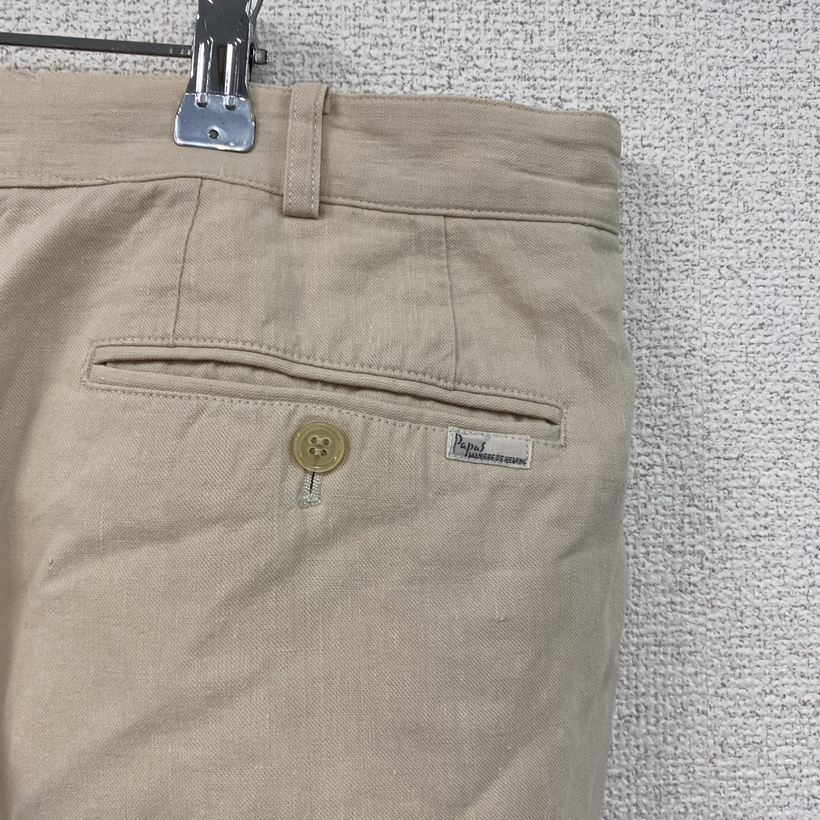 Papas　パパス　リネンブレンドパンツ　ジップフライ　ベージュ　XLサイズ