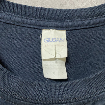 GILDAN　ギルダン　半袖プリントTシャツ　4連プリント　ペンキプリント　英字プリント　黒　ブラック　Lサイズ