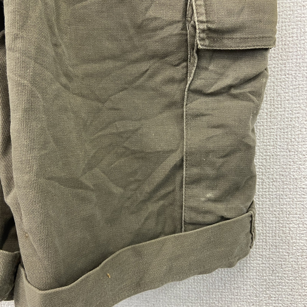 90s　ドイツ軍　ハーフカーゴパンツ　サスペンダー付　5つポケット　ミリタリー　フラップポケット　ヴィンテージ　カーキ