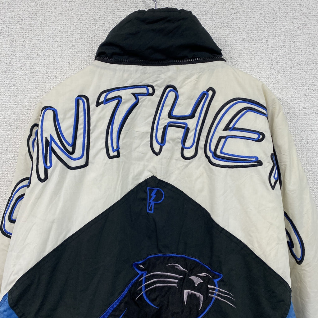 90s～　PRO PLAYER　NFL　Carolina Panthers　パンサーズ　フルジップジャケット　ヴィンテージ　ブラック　ホワイト　ブルー　XLサイズ