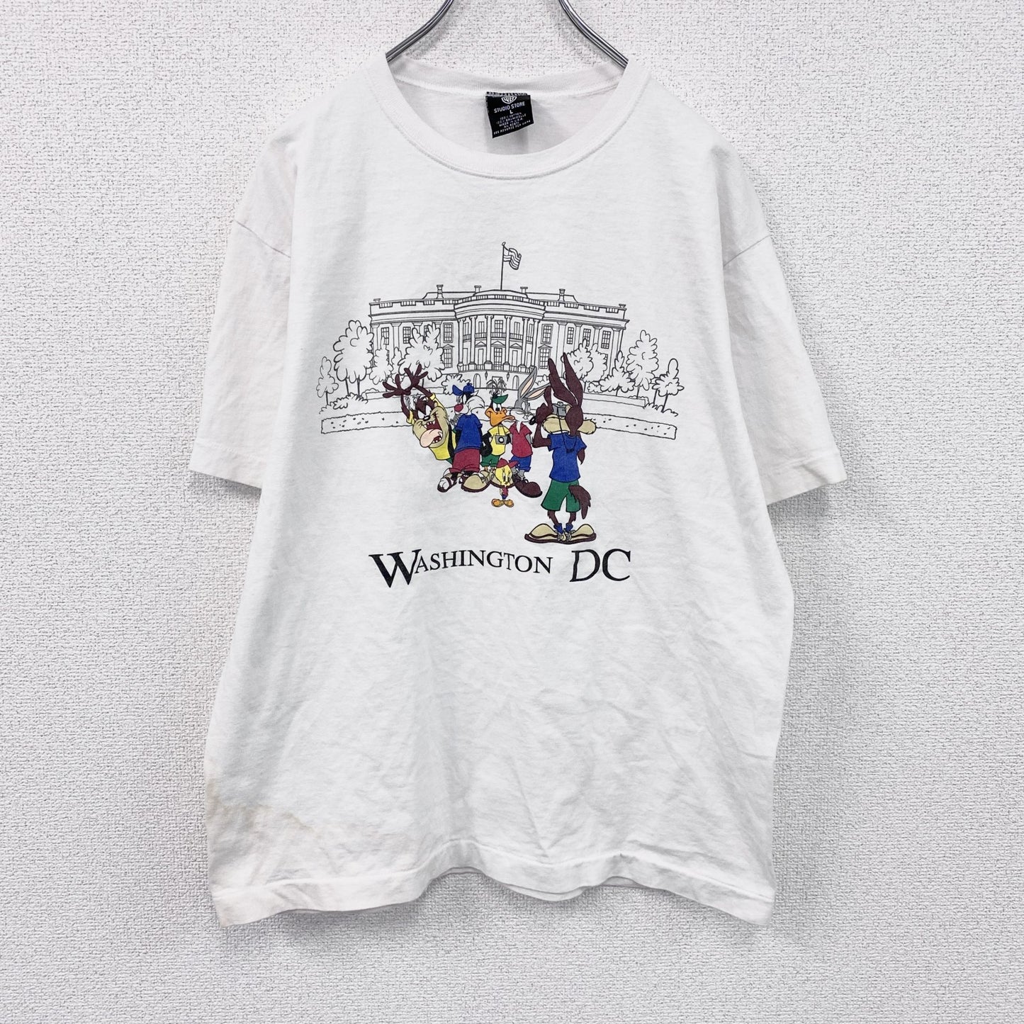 90s　WARNER　ワーナー　ルーニー・テューンズ　White House　半袖プリントTシャツ　ホワイト　Lサイズ