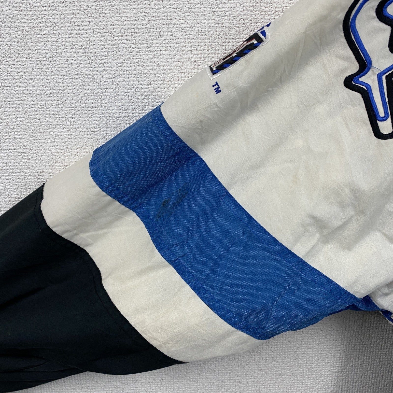 90s～　PRO PLAYER　NFL　Carolina Panthers　パンサーズ　フルジップジャケット　ヴィンテージ　ブラック　ホワイト　ブルー　XLサイズ