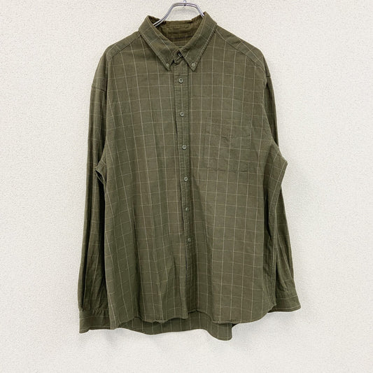 Eddie Bauer　エディーバウアー　長袖ボタンダウンシャツ　チェック柄　カーキ　XLサイズ