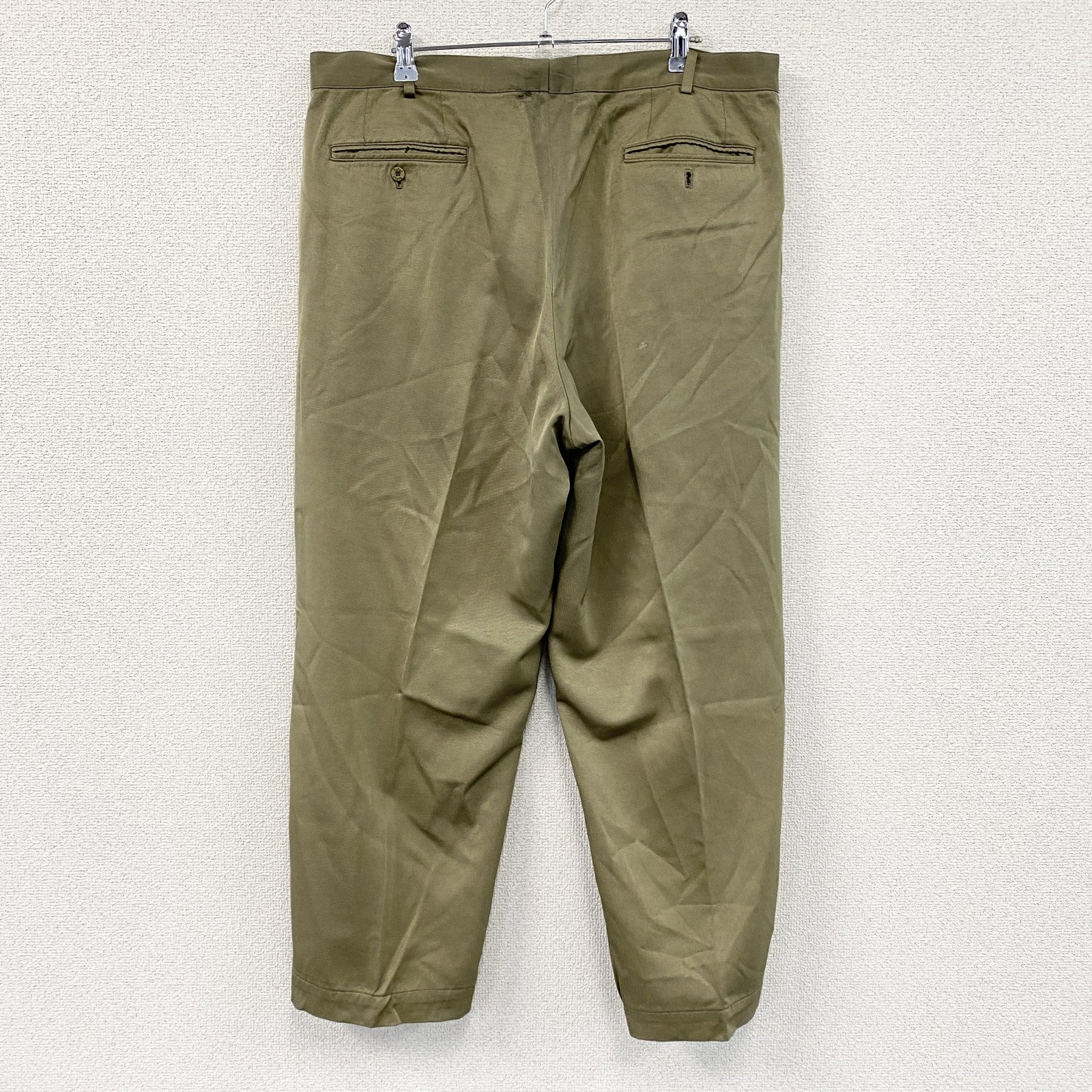 Papas　パパス　ツータックパンツ　ジップフライ　カーキ　LLサイズ　
