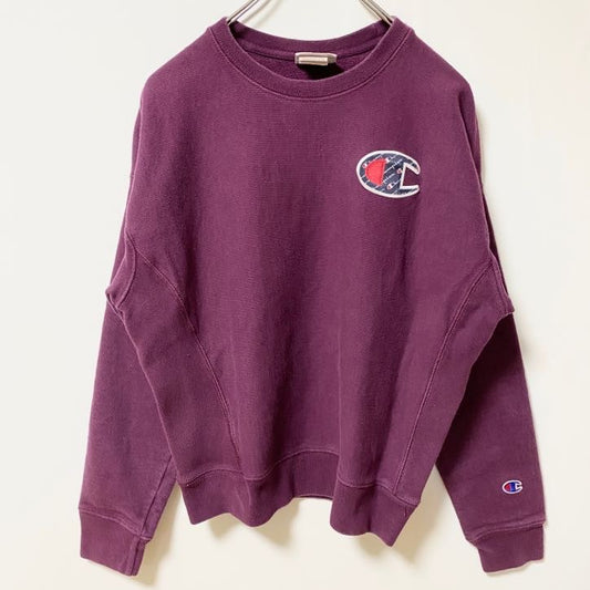 00s　Champion チャンピオン　リバースウィーブ　長袖ワンポイントロゴ刺繍スウェット　トレーナー　Mサイズ