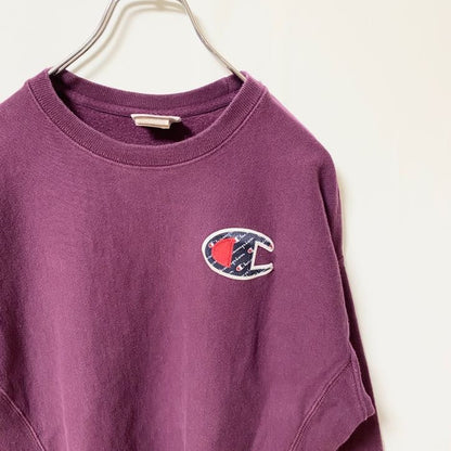 00s　Champion チャンピオン　リバースウィーブ　長袖ワンポイントロゴ刺繍スウェット　トレーナー　Mサイズ