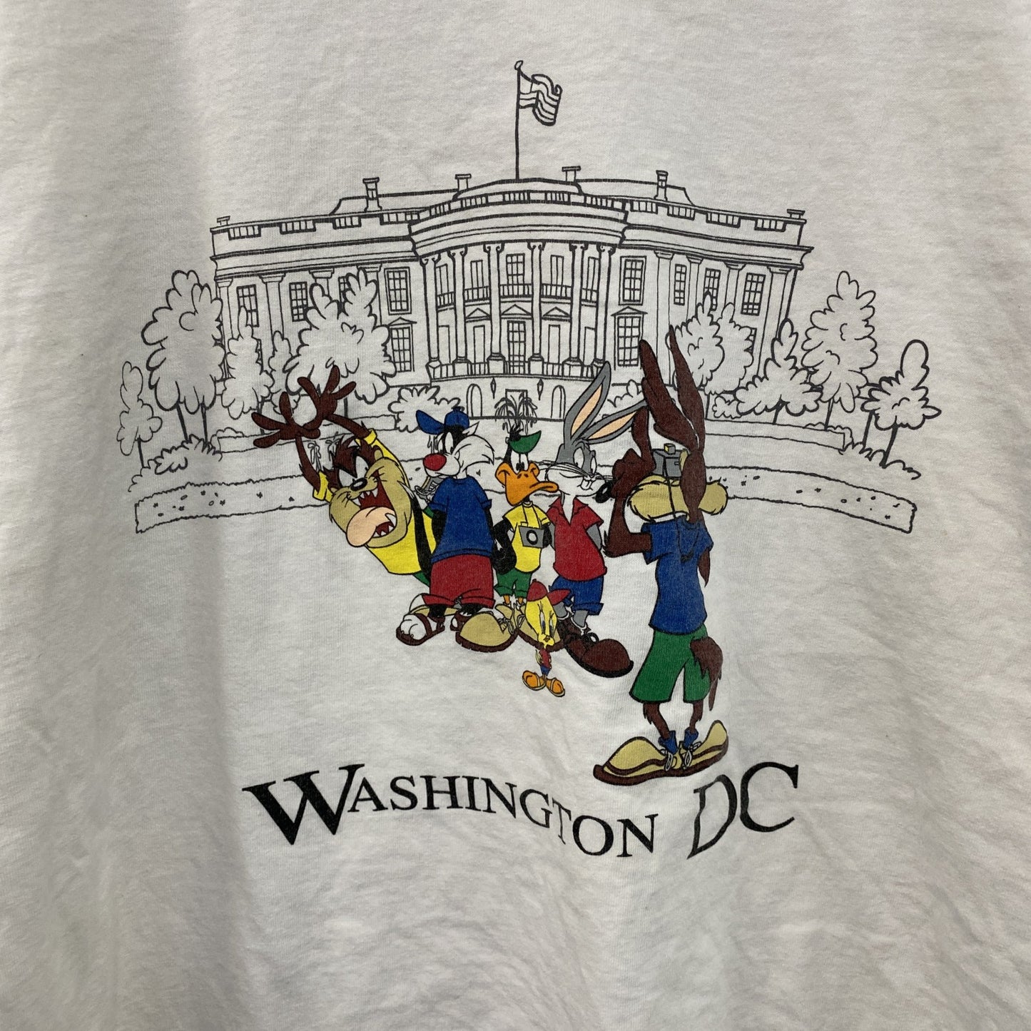90s　WARNER　ワーナー　ルーニー・テューンズ　White House　半袖プリントTシャツ　ホワイト　Lサイズ