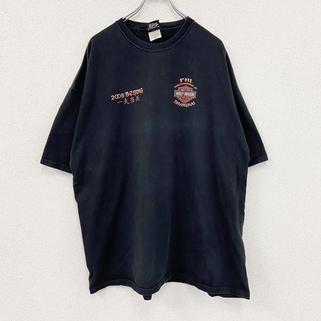 HARLEY DAVIDSON　ハーレーダビッドソン　半袖Tシャツ　漢字プリント　黒　ブラック　3XLサイズ